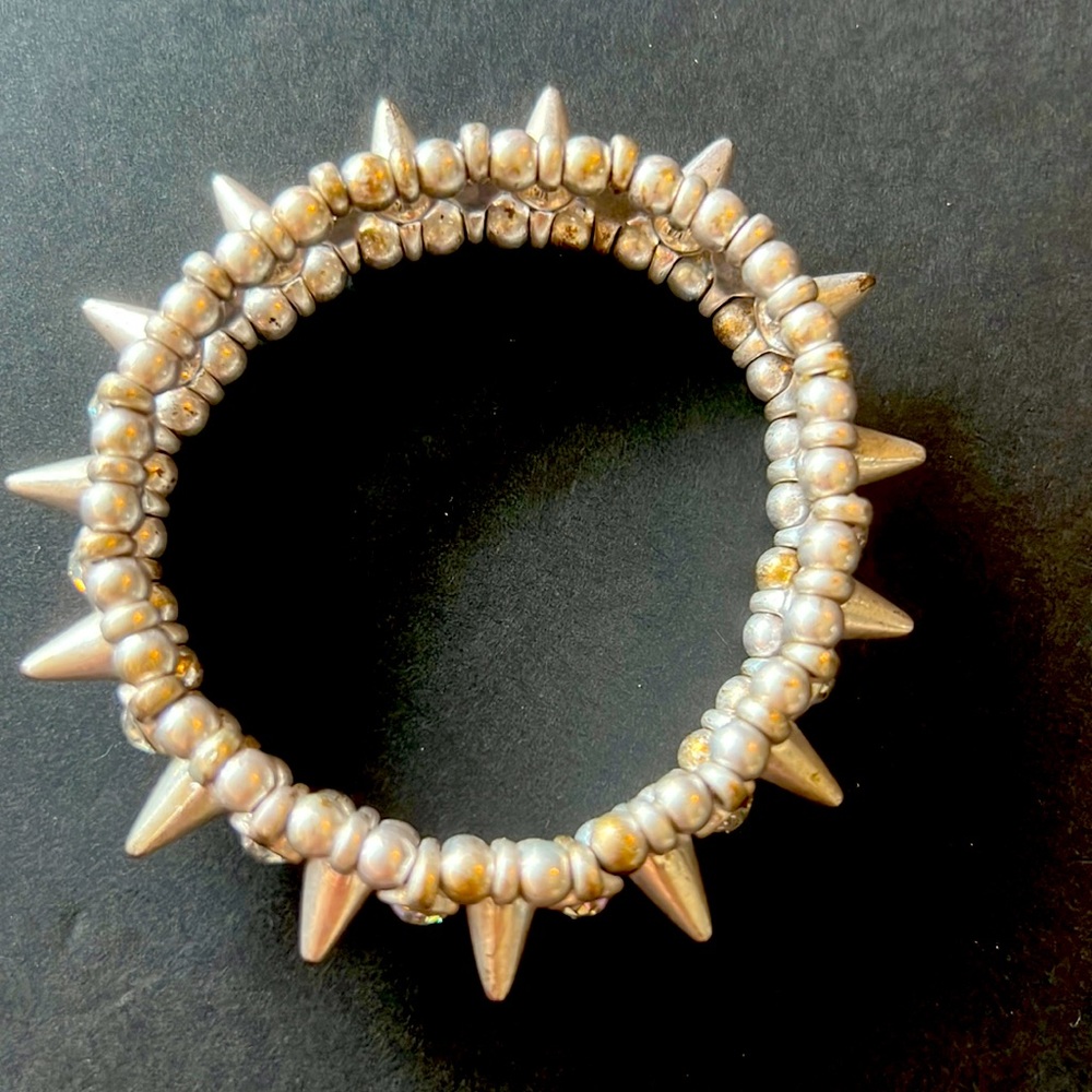 Elastic band crystal and spike bracelet! Oh so cool!